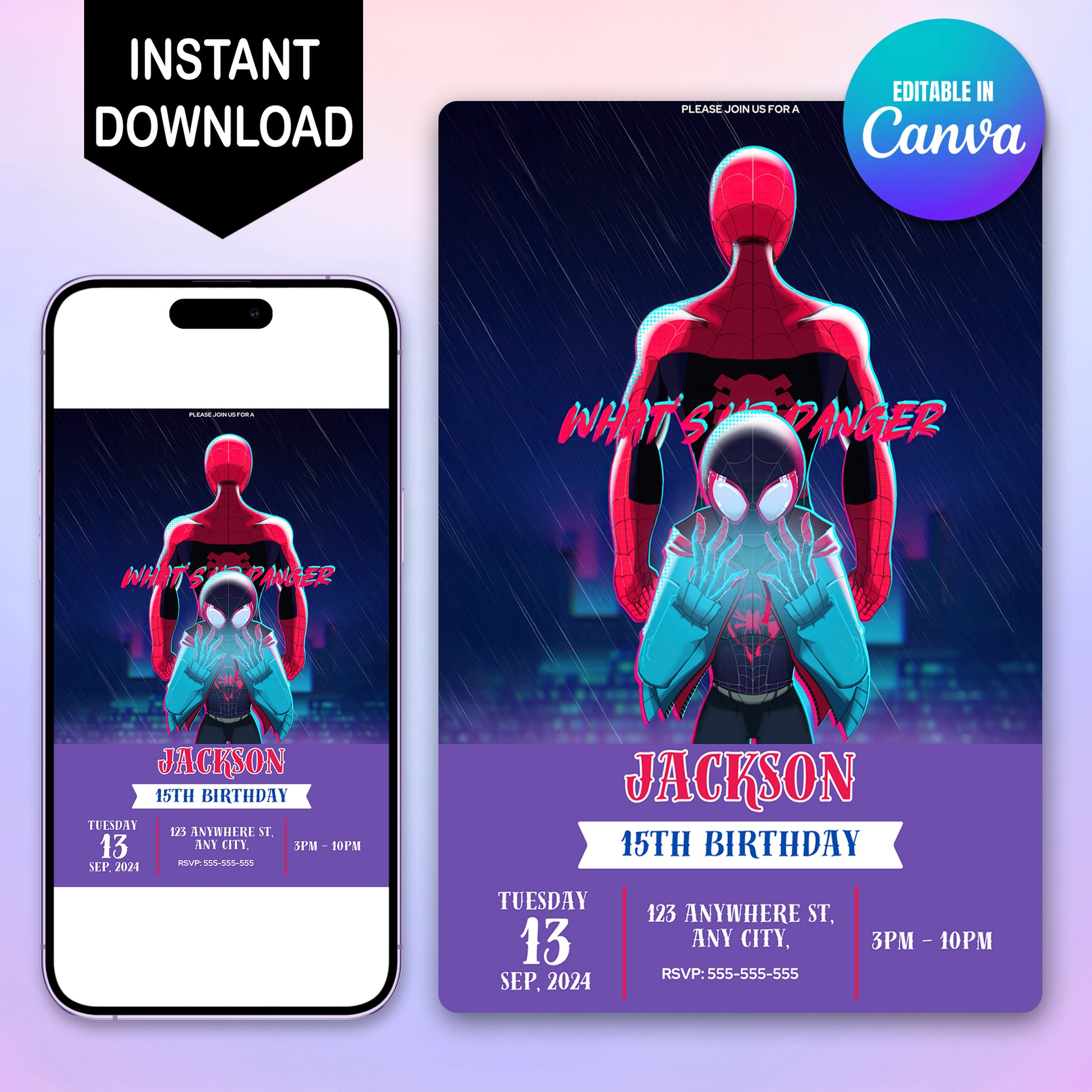 Miles Morales Birthday Party Invitations - CreativeRino