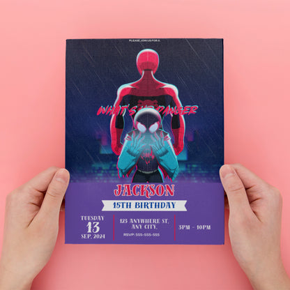 Miles Morales Birthday Party Invitations - CreativeRino