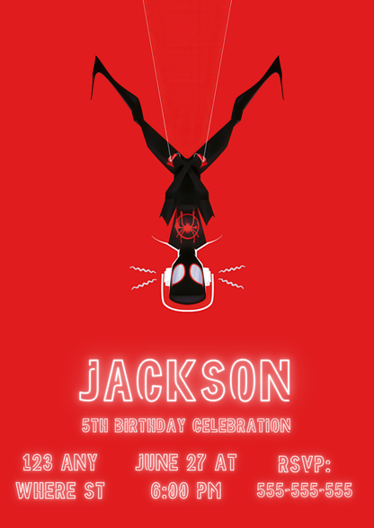 Miles Morales Invitation Template - CreativeRino