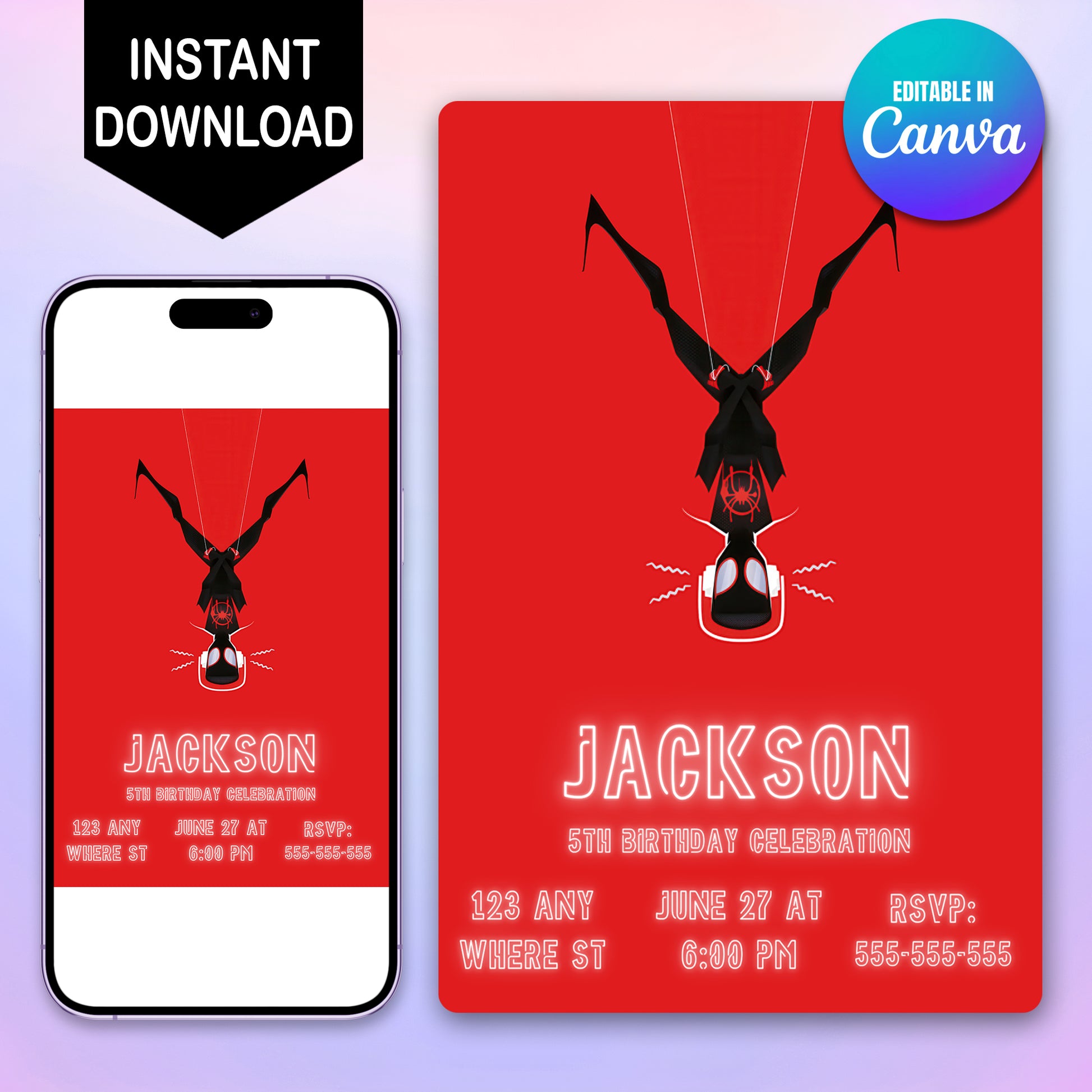 Miles Morales Invitation Template - CreativeRino