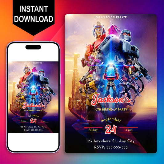 Transformers One Birthday Invitation Template - CreativeRino