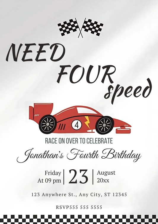 Need For Speed Birthday Invitation - CreativeRino