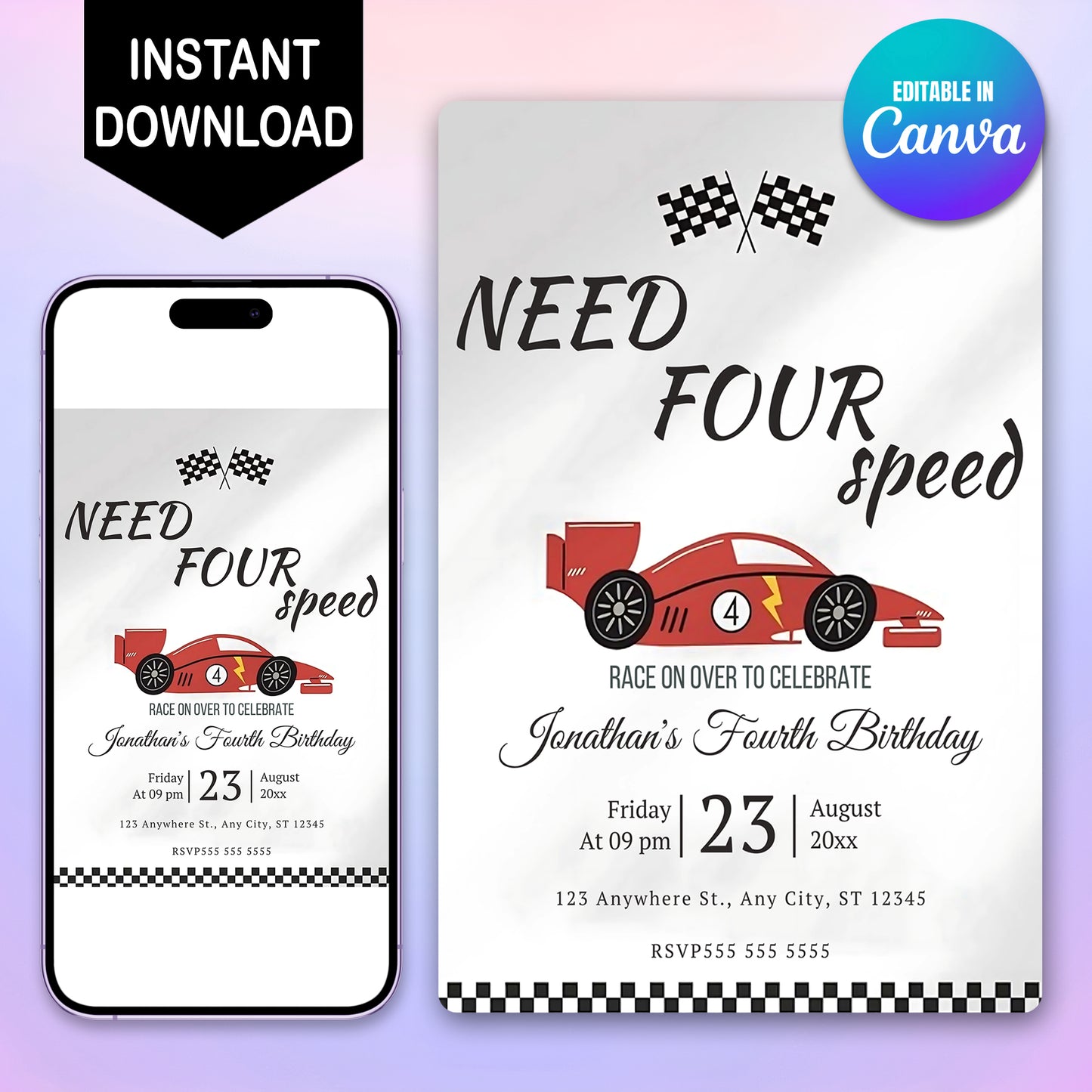 Need For Speed Birthday Invitation - CreativeRino
