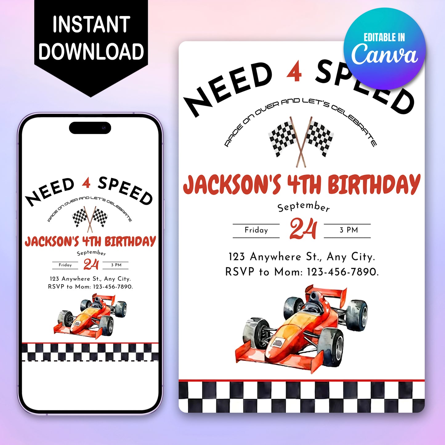Need For Speed Birthday Party Invitation - CreativeRino