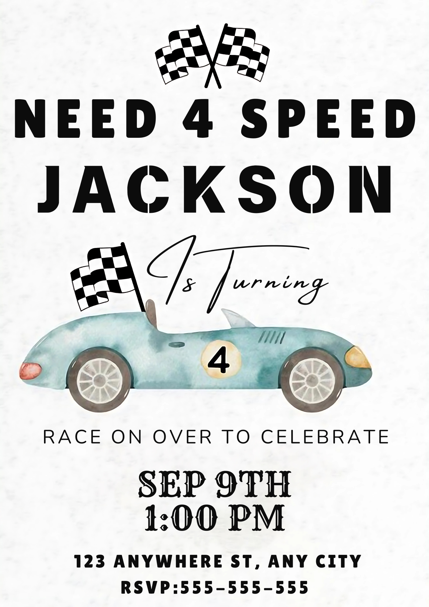 Digital Need For Speed Birthday Invitation - CreativeRino
