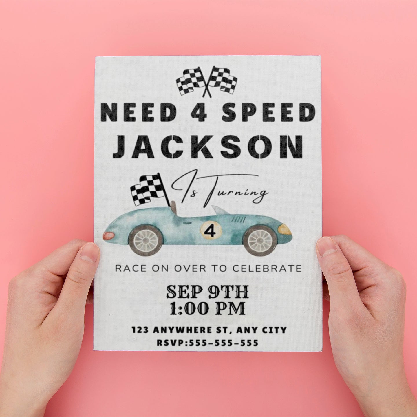 Digital Need For Speed Birthday Invitation - CreativeRino