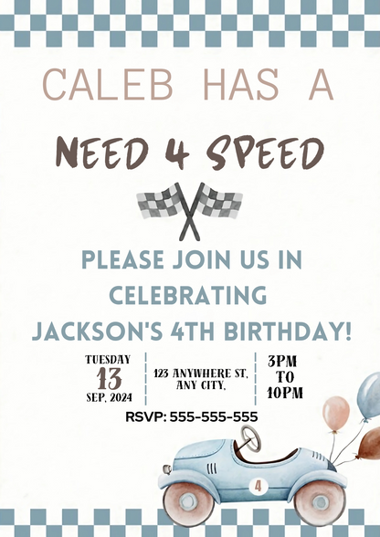 Editable Need For Speed Birthday Invitation - CreativeRino