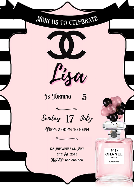 Chanel Birthday Invitation Template - CreativeRino