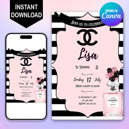 Chanel Birthday Invitation Template - CreativeRino