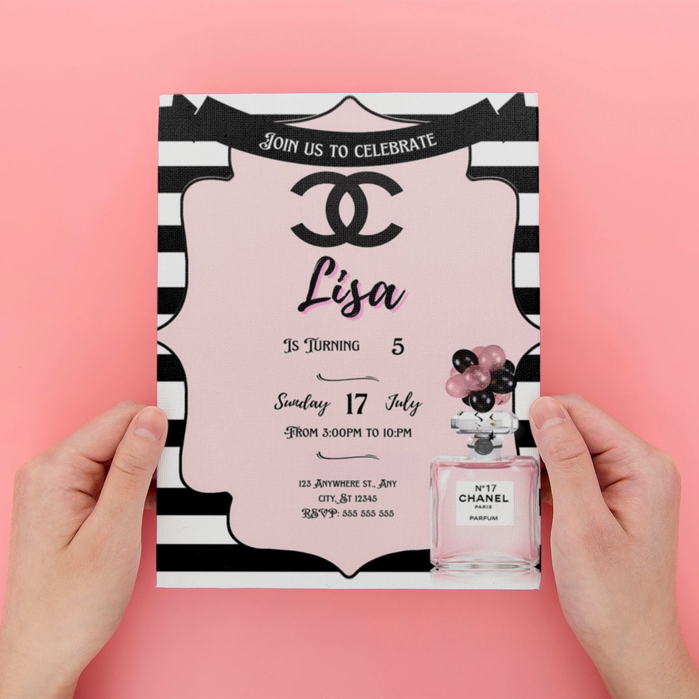 Chanel Birthday Invitation Template - CreativeRino