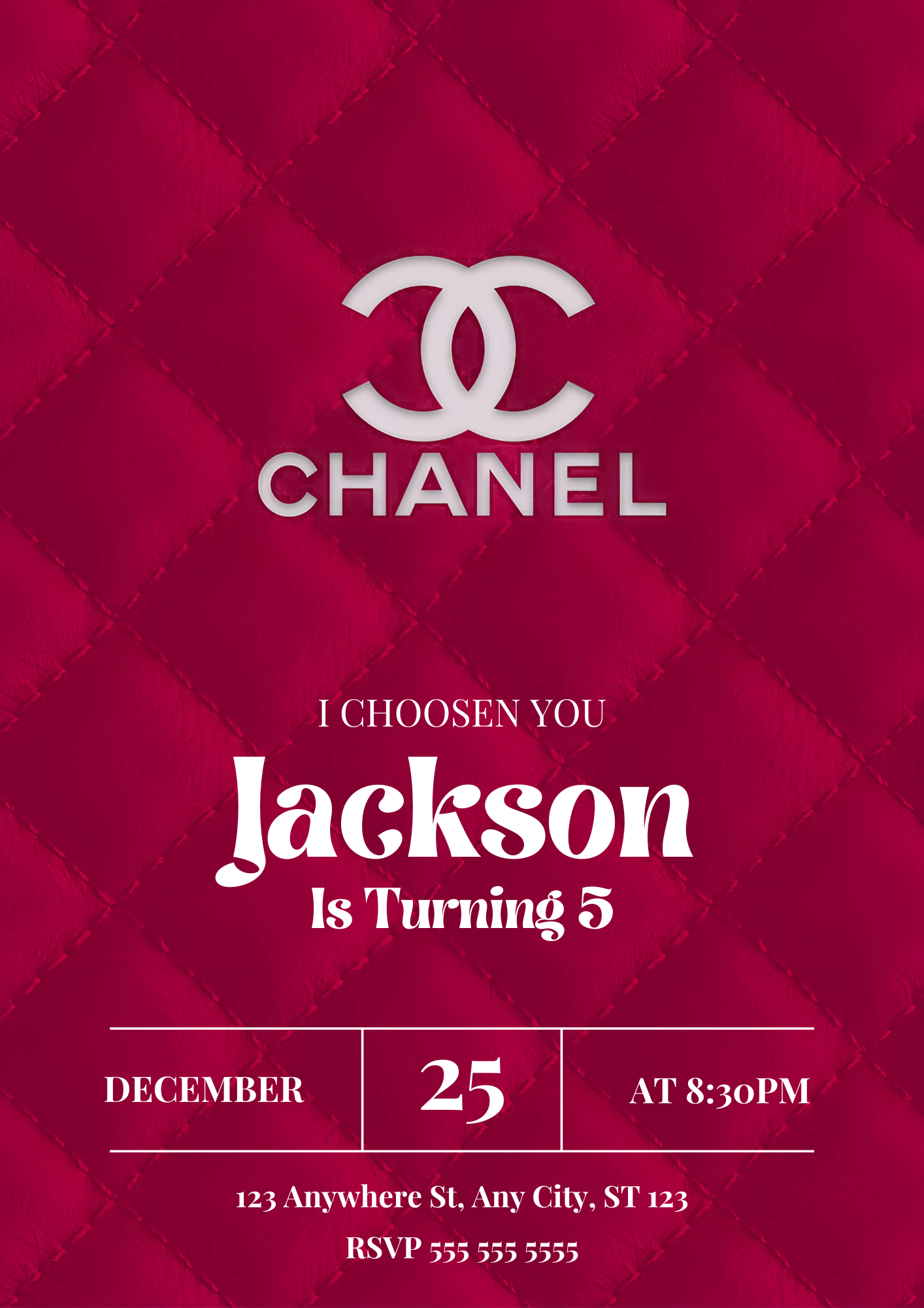 Chanel Birthday Party Invitations - CreativeRino