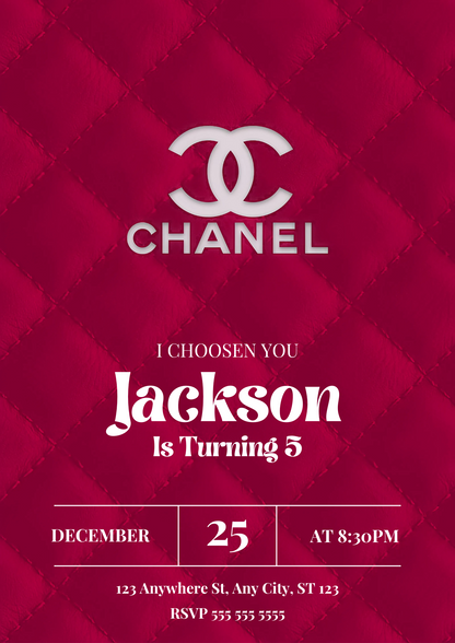 Chanel Birthday Party Invitations - CreativeRino