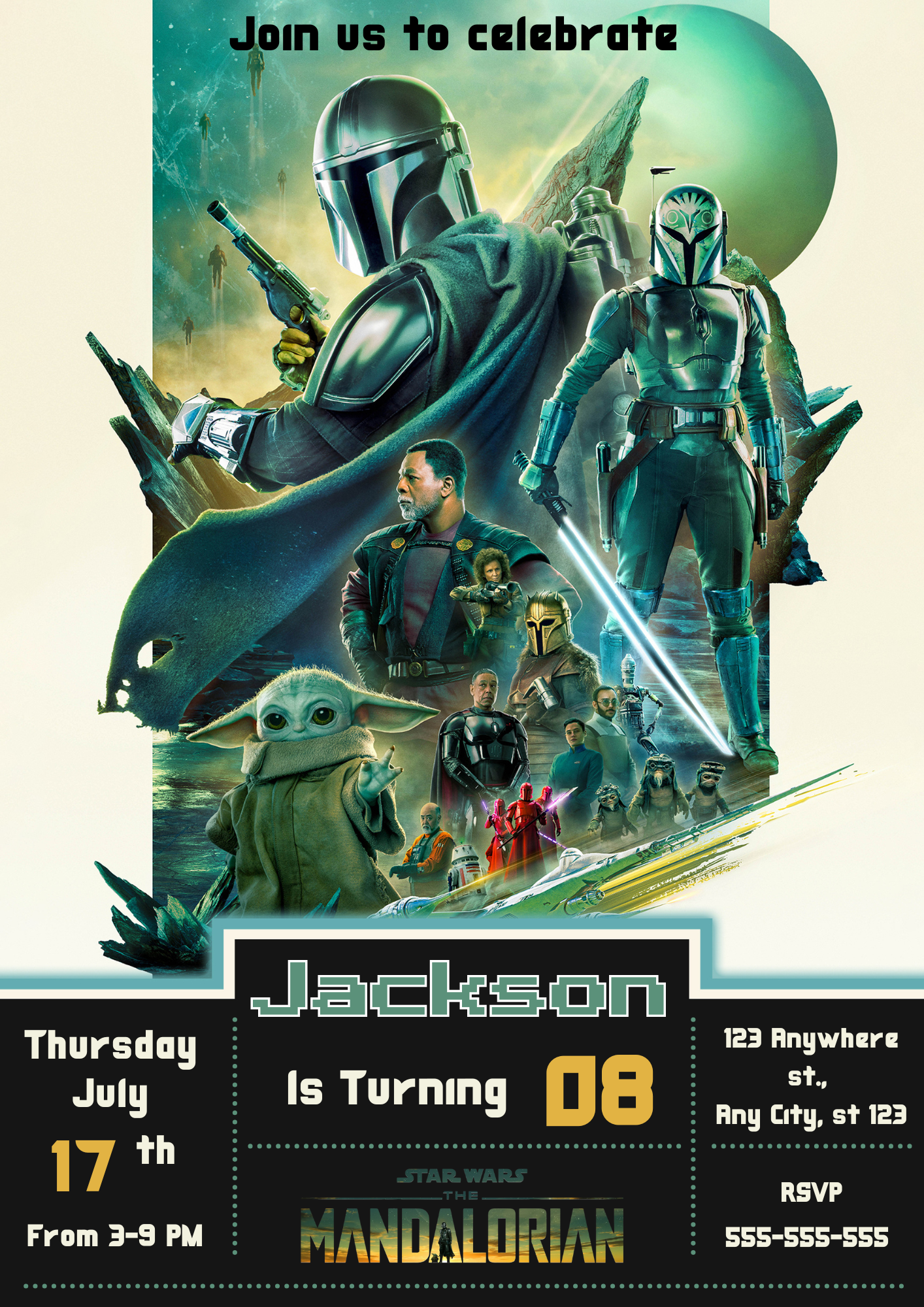 The Mandalorian Birthday Invitations - CreativeRino