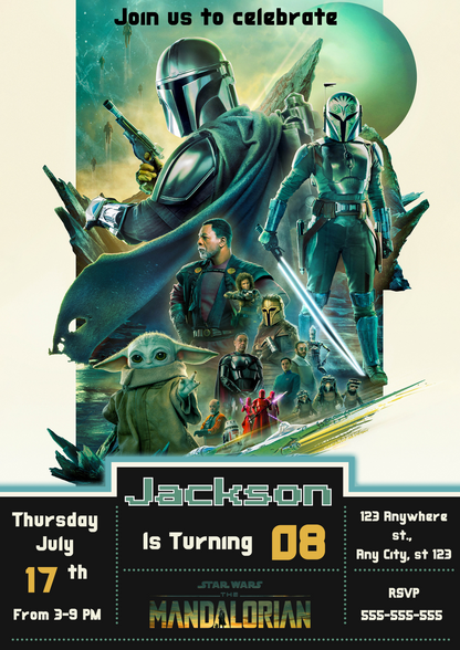 The Mandalorian Birthday Invitations - CreativeRino