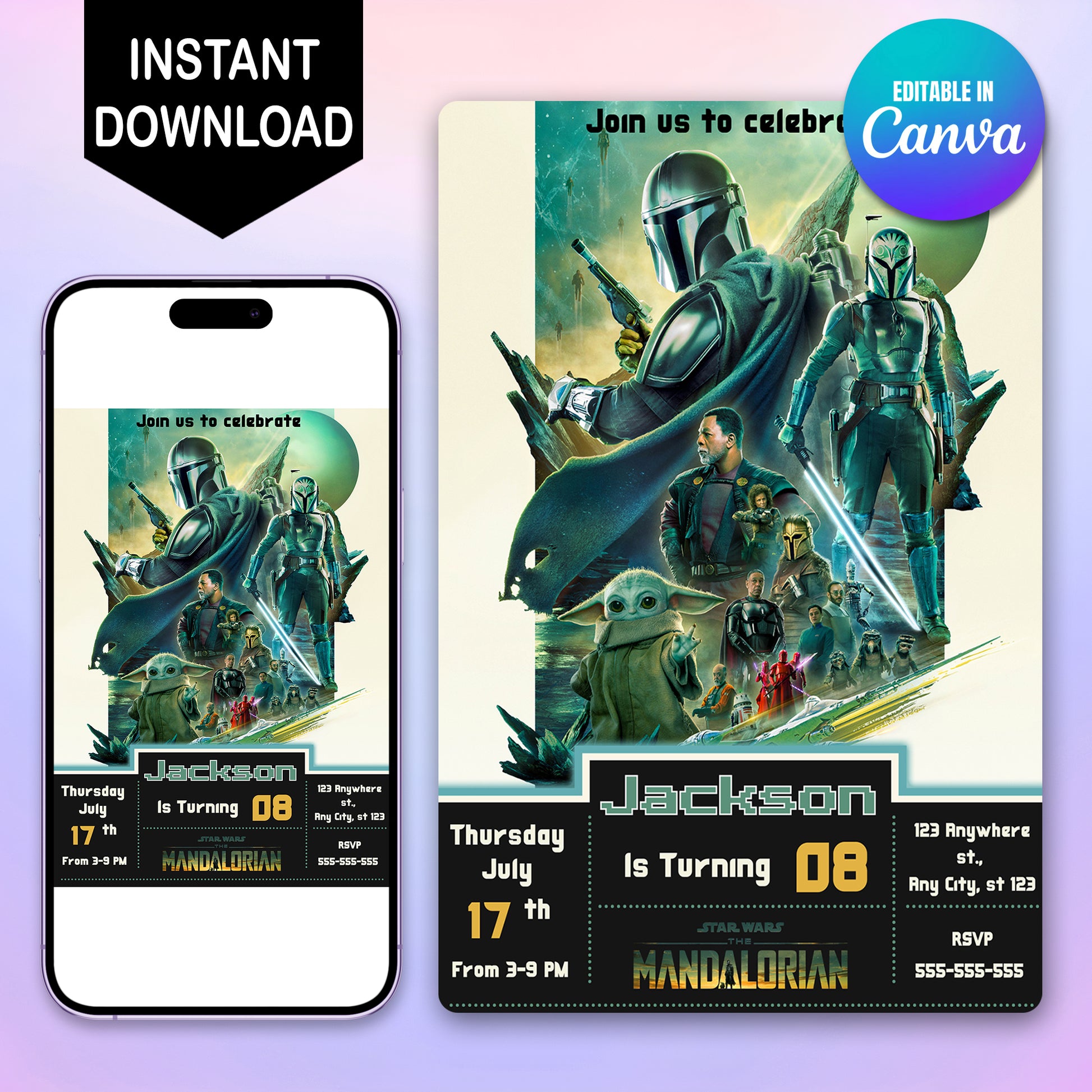 The Mandalorian Birthday Invitations - CreativeRino