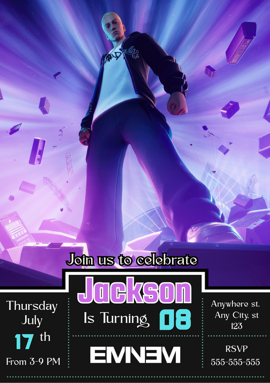 Eminem X Fortnite Birthday Invitations - CreativeRino