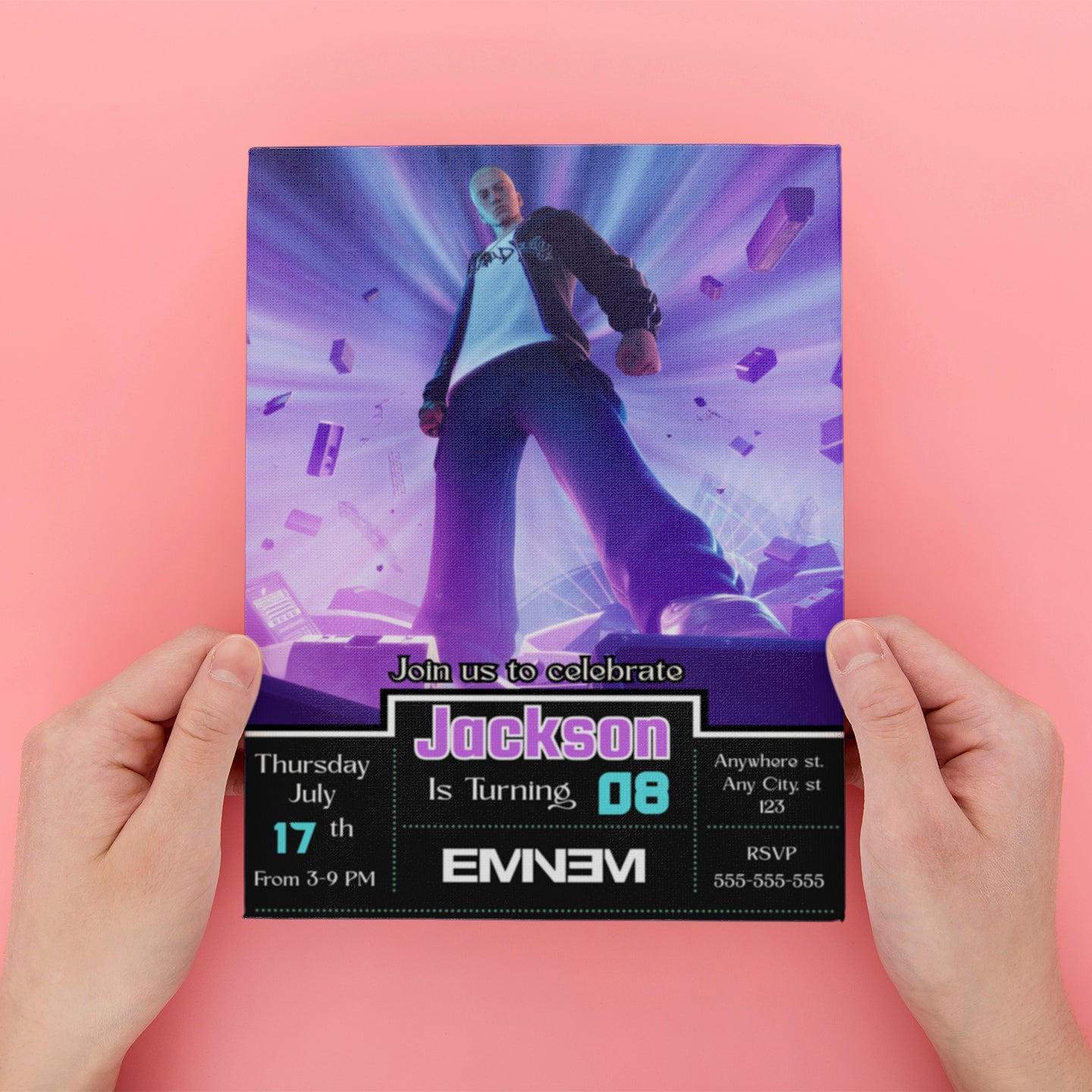 Eminem X Fortnite Birthday Invitations - CreativeRino