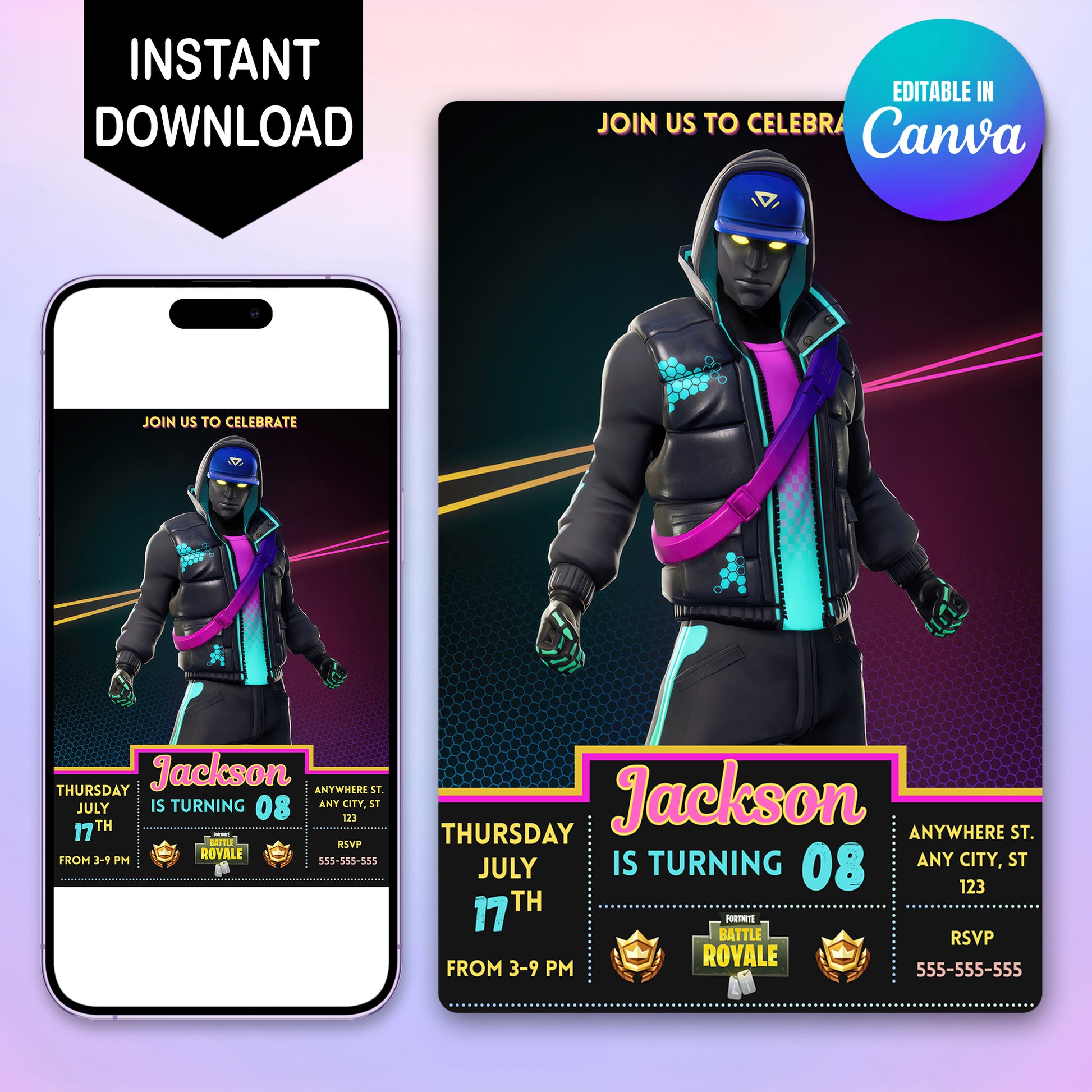 Fortnite Battle Royale Birthday Invitations - CreativeRino