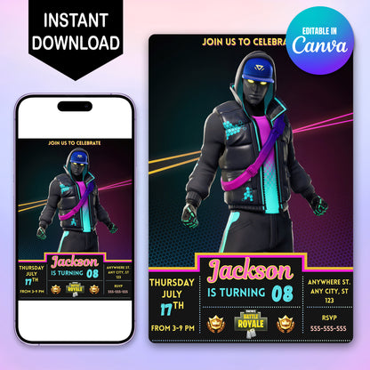 Fortnite Battle Royale Birthday Invitations - CreativeRino