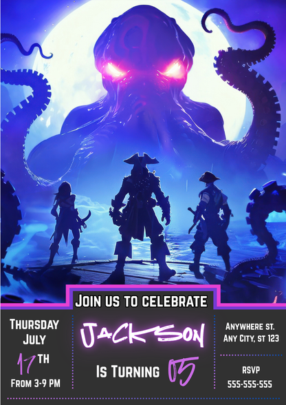 Sailing Into The Weekend Fortnite Birthday Party Invitation - CreativeRino