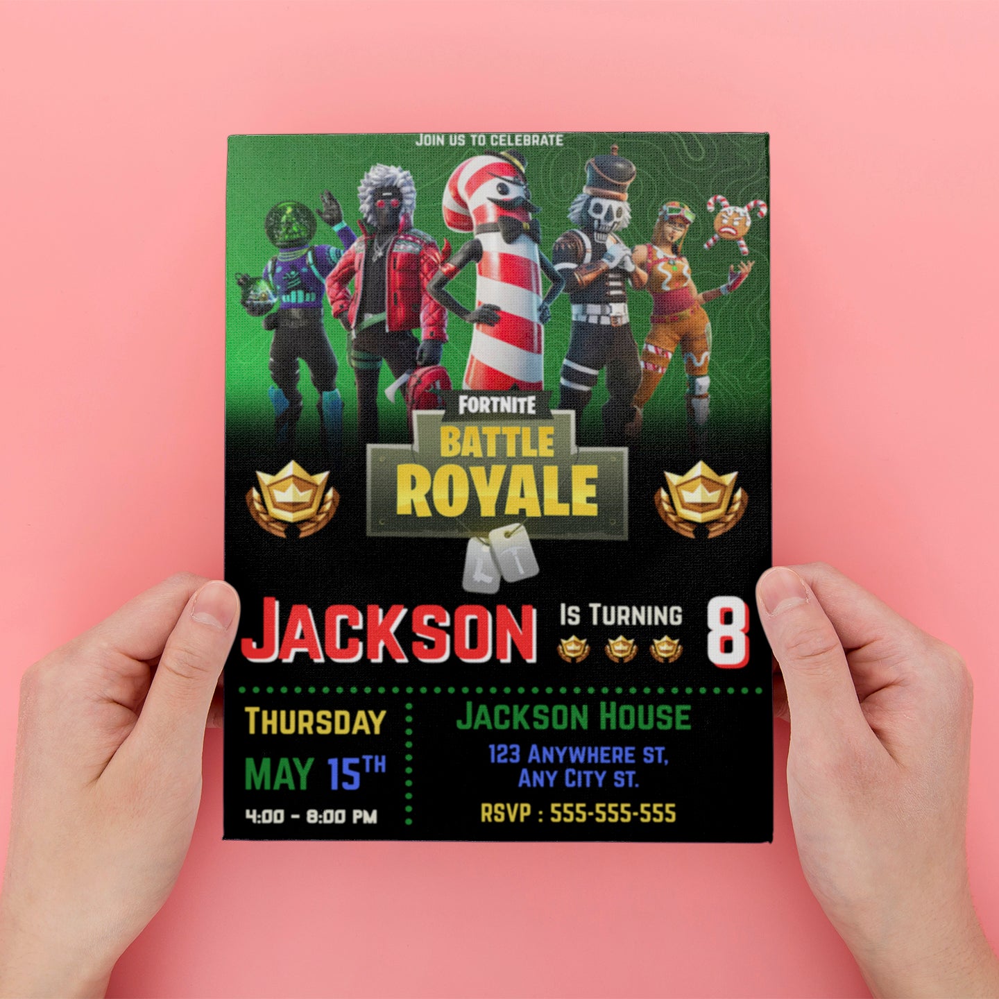 Christmas Comes To Fortnite Birthday Invitation - CreativeRino