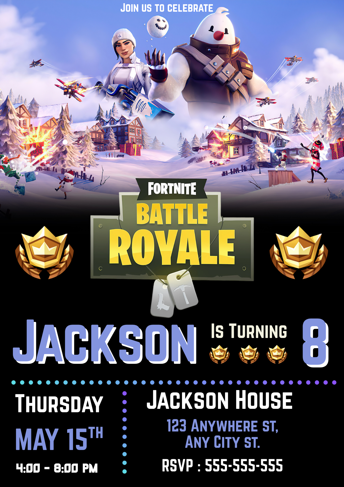 Operation Snowdown Fortnite Birthday Invitation - CreativeRino
