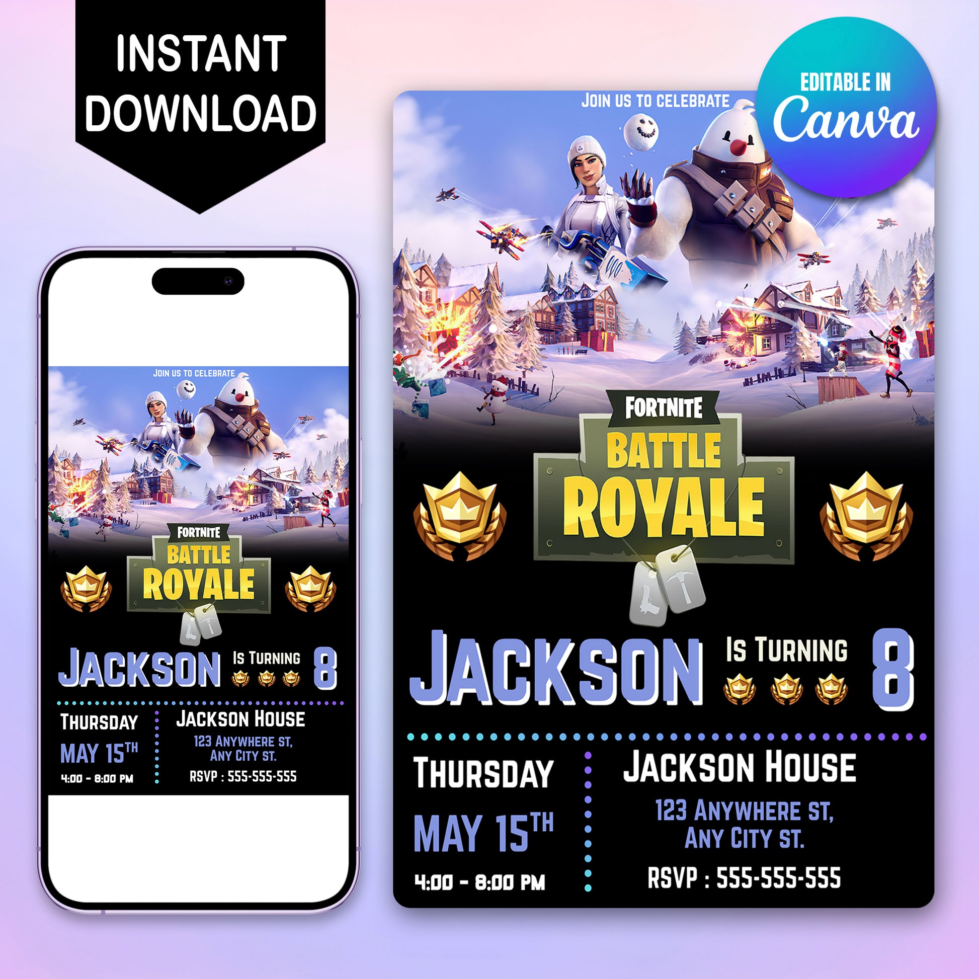 Operation Snowdown Fortnite Birthday Invitation - CreativeRino