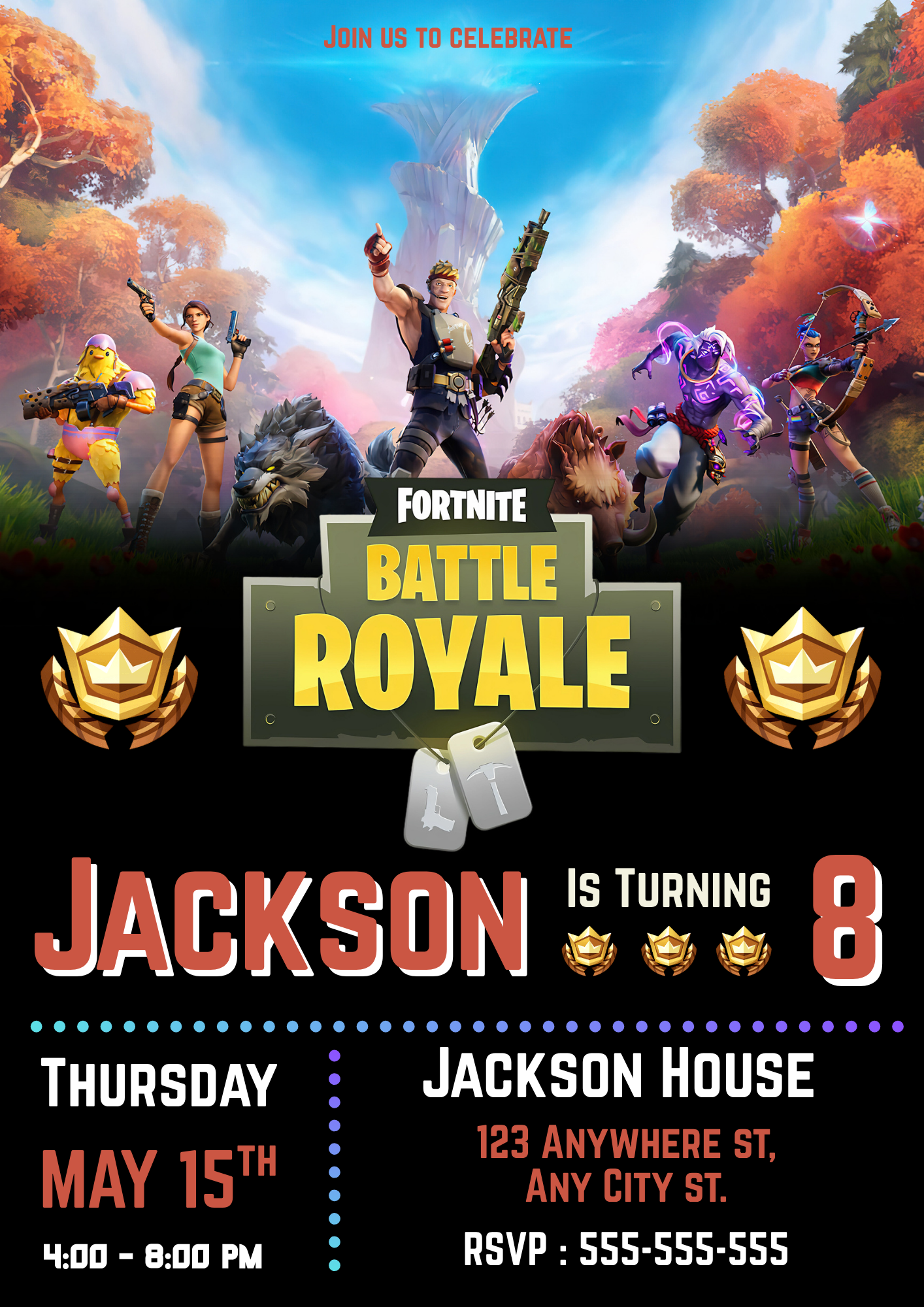 Fortnite Chapter 2 Season 6 Battle Pass Birthday Invitation - CreativeRino