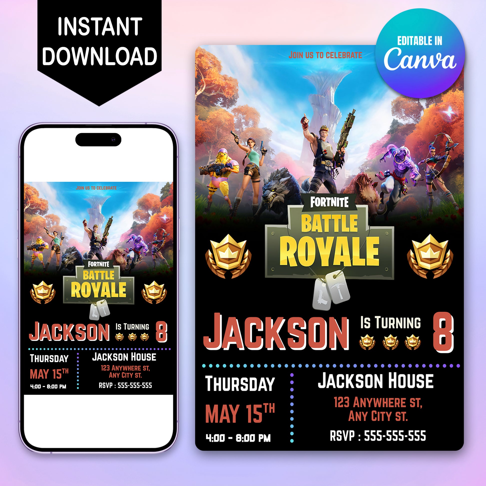 Fortnite Chapter 2 Season 6 Battle Pass Birthday Invitation - CreativeRino