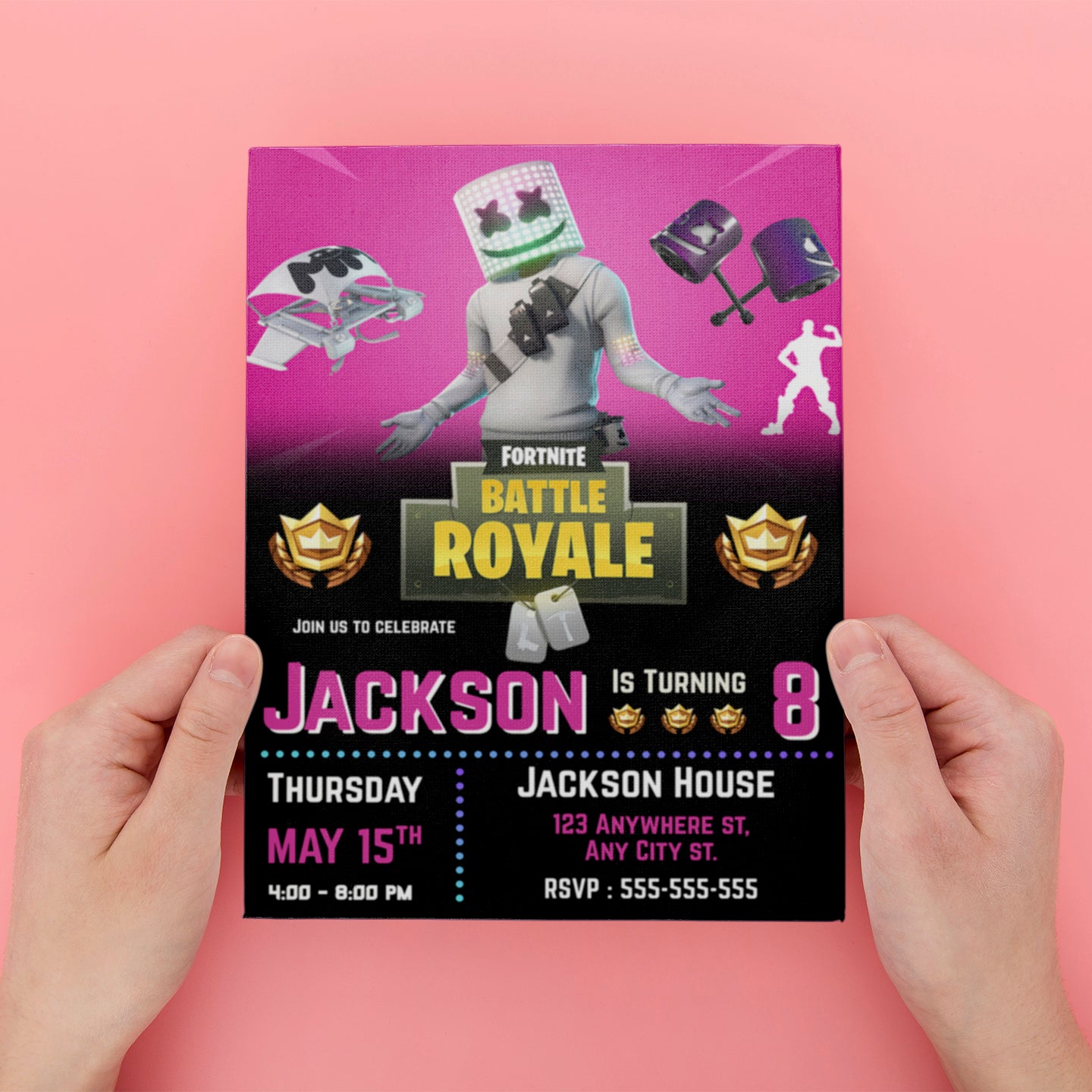Marshmello X Fortnite Birthday Invitation - CreativeRino