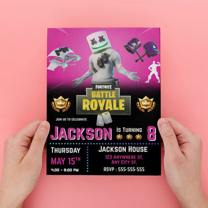 Marshmello X Fortnite Birthday Invitation - CreativeRino