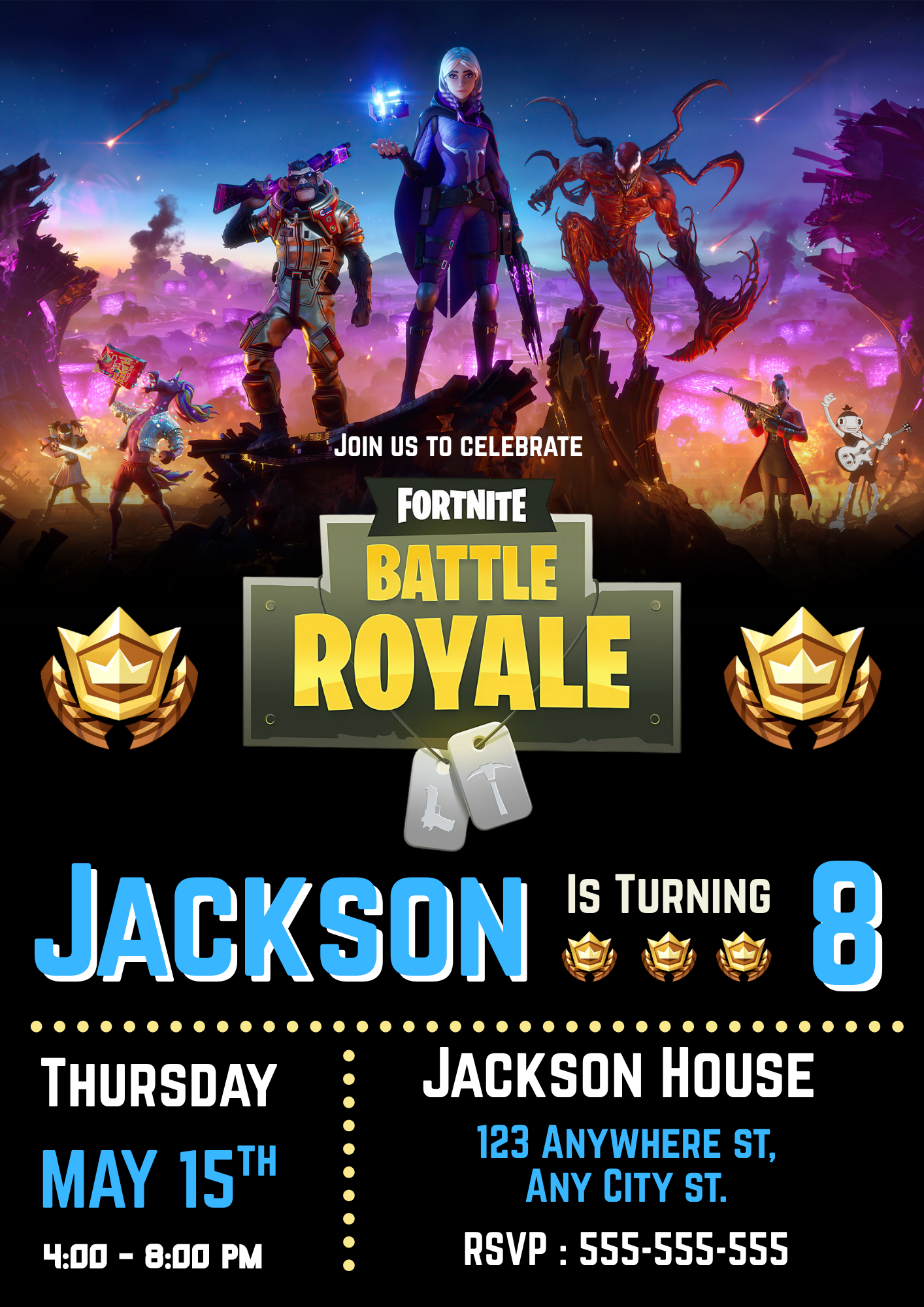 Fortnite Torin Skin Birthday Invitation - CreativeRino