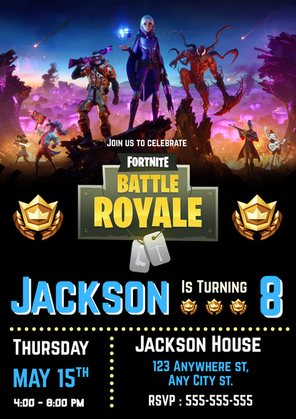 Fortnite Torin Skin Birthday Invitation - CreativeRino