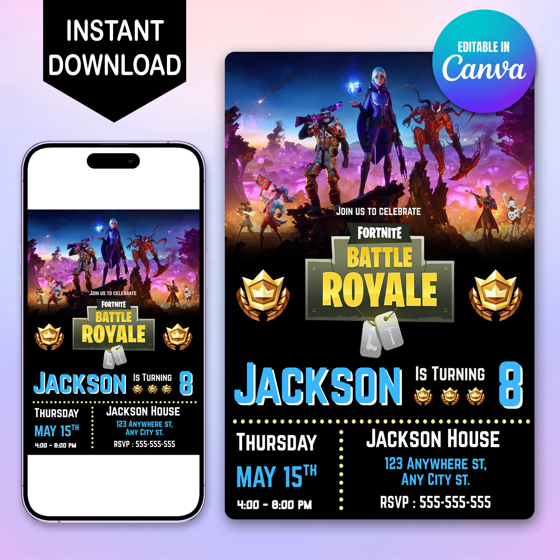 Fortnite Torin Skin Birthday Invitation - CreativeRino