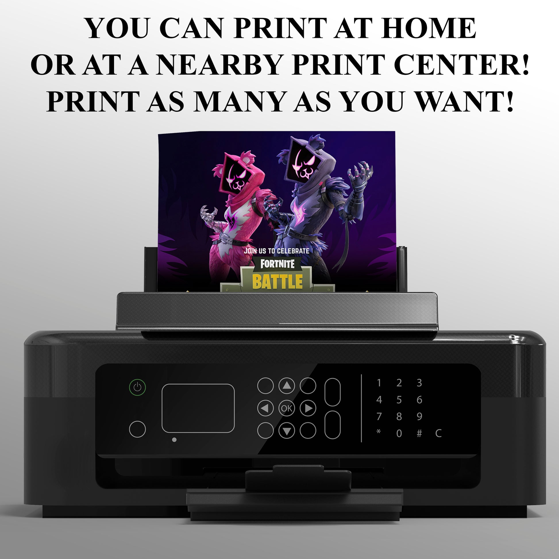 Fortnite Raven Team Leader Birthday Party Invitations - CreativeRino