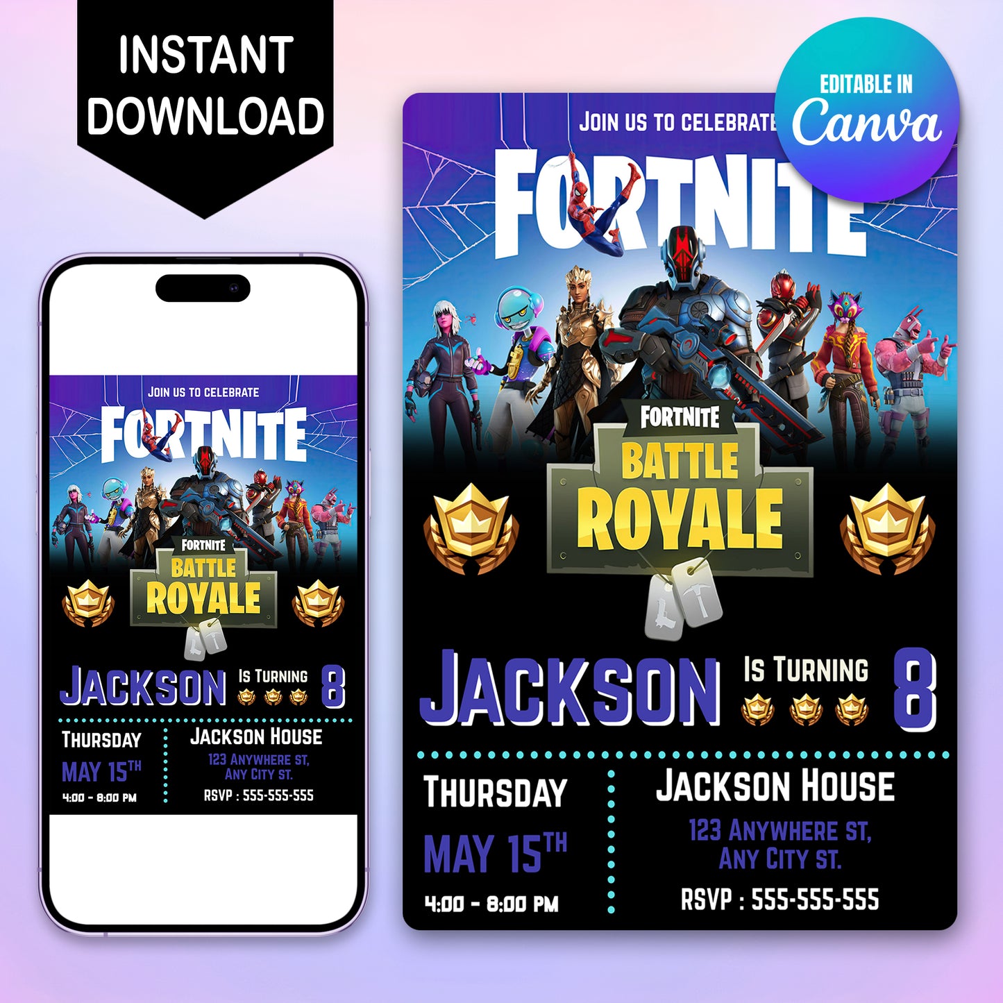 Fortnite Universe Birthday Party Invitations - CreativeRino