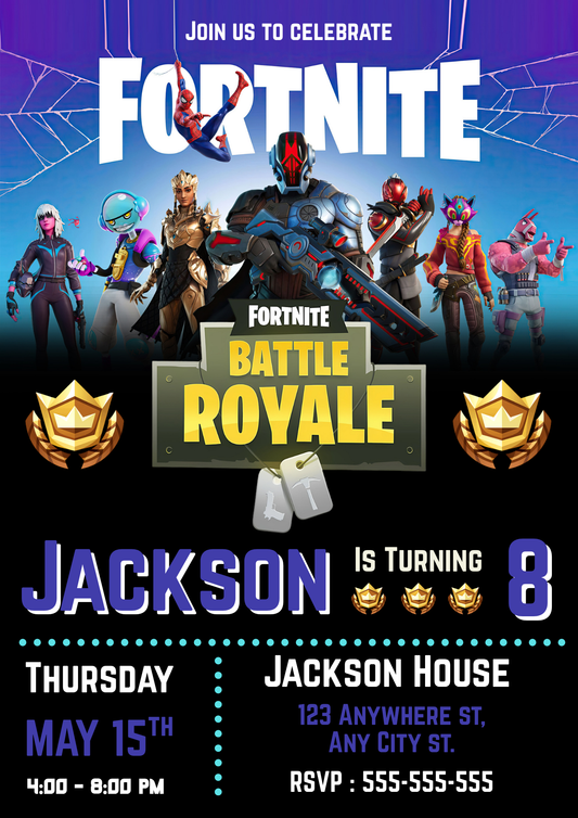 Fortnite Universe Birthday Party Invitations - CreativeRino