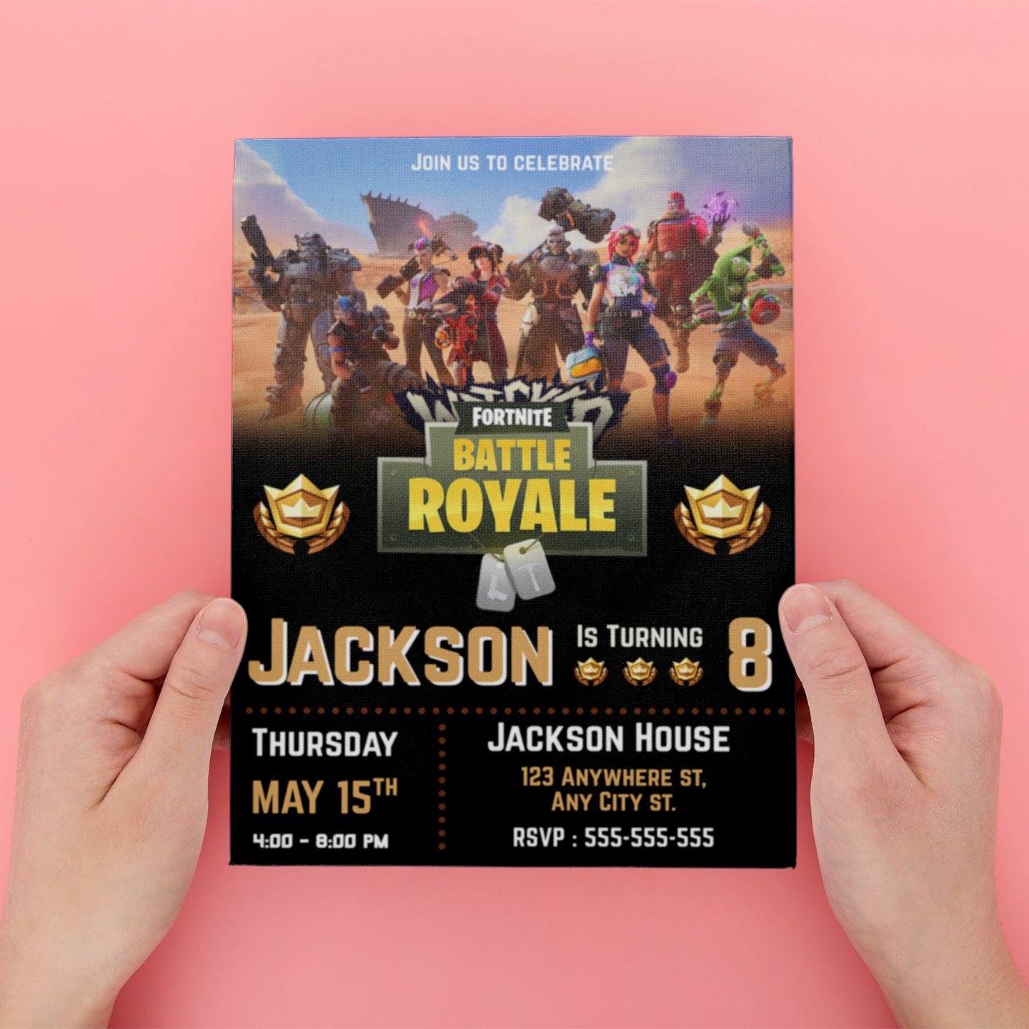 Fortnite Battle Royale Wrecked Birthday Party Invitations - CreativeRino