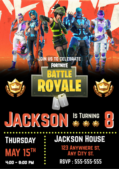 Fortnite Battle Royale Birthday Invitation - CreativeRino