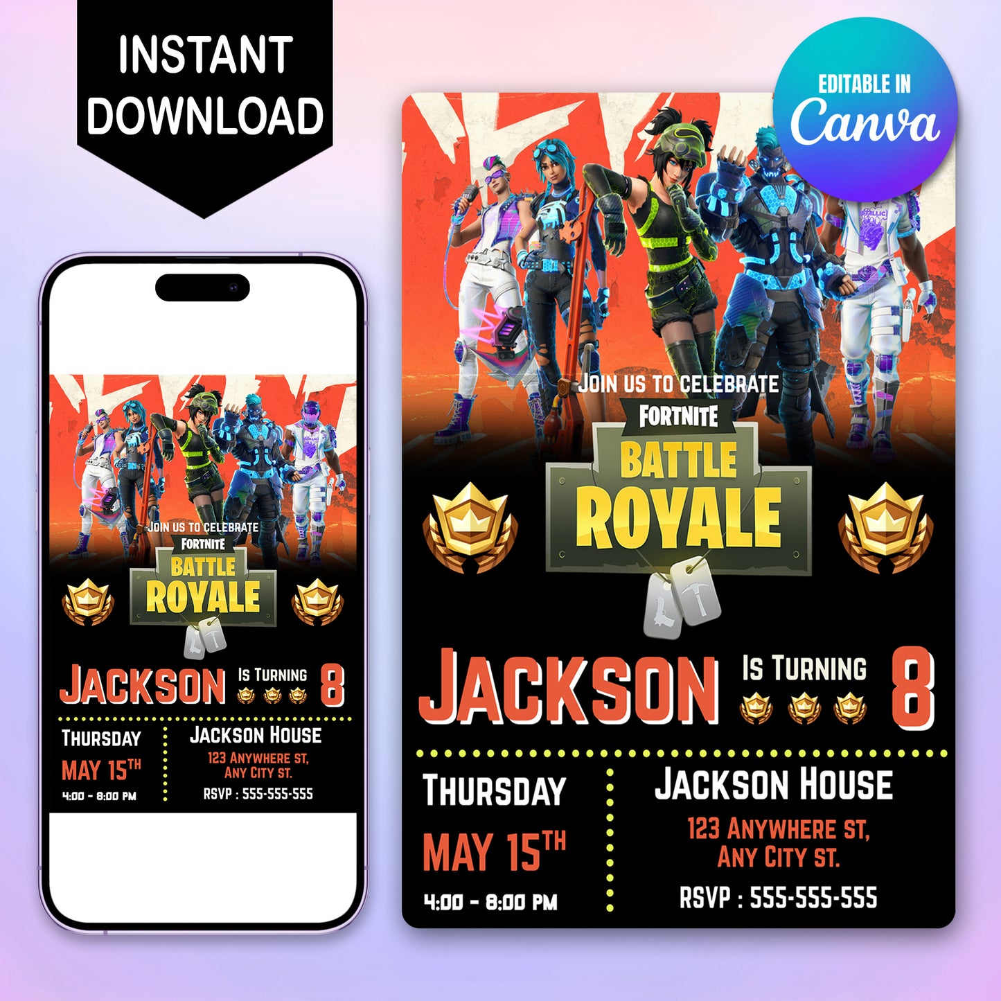 Fortnite Battle Royale Birthday Invitation - CreativeRino