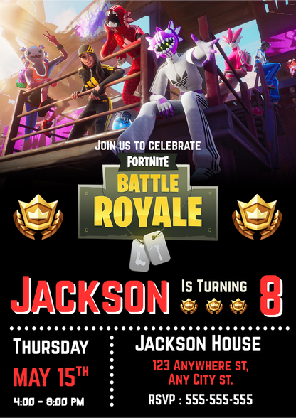 Fortnite X Adidas Birthday Invitation - CreativeRino