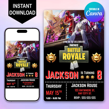 Fortnite X Adidas Birthday Invitation - CreativeRino