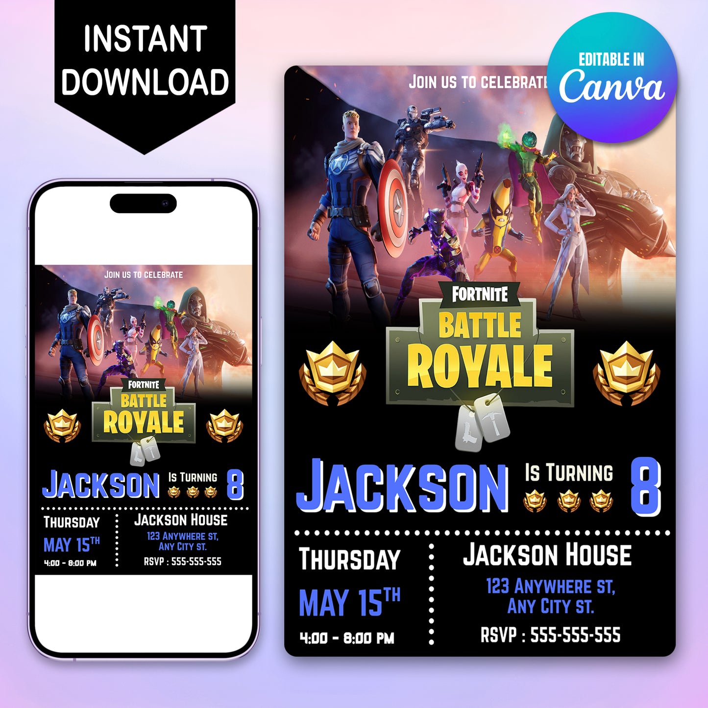 Fortnite Chapter 5 Absolute Doomsday Birthday Invitation - CreativeRino
