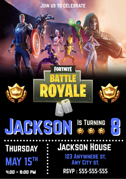 Fortnite Chapter 5 Absolute Doomsday Birthday Invitation - CreativeRino