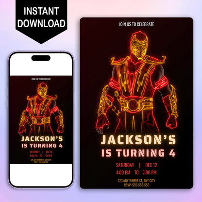 Mortal Kombat Birthday Invitation Template - CreativeRino