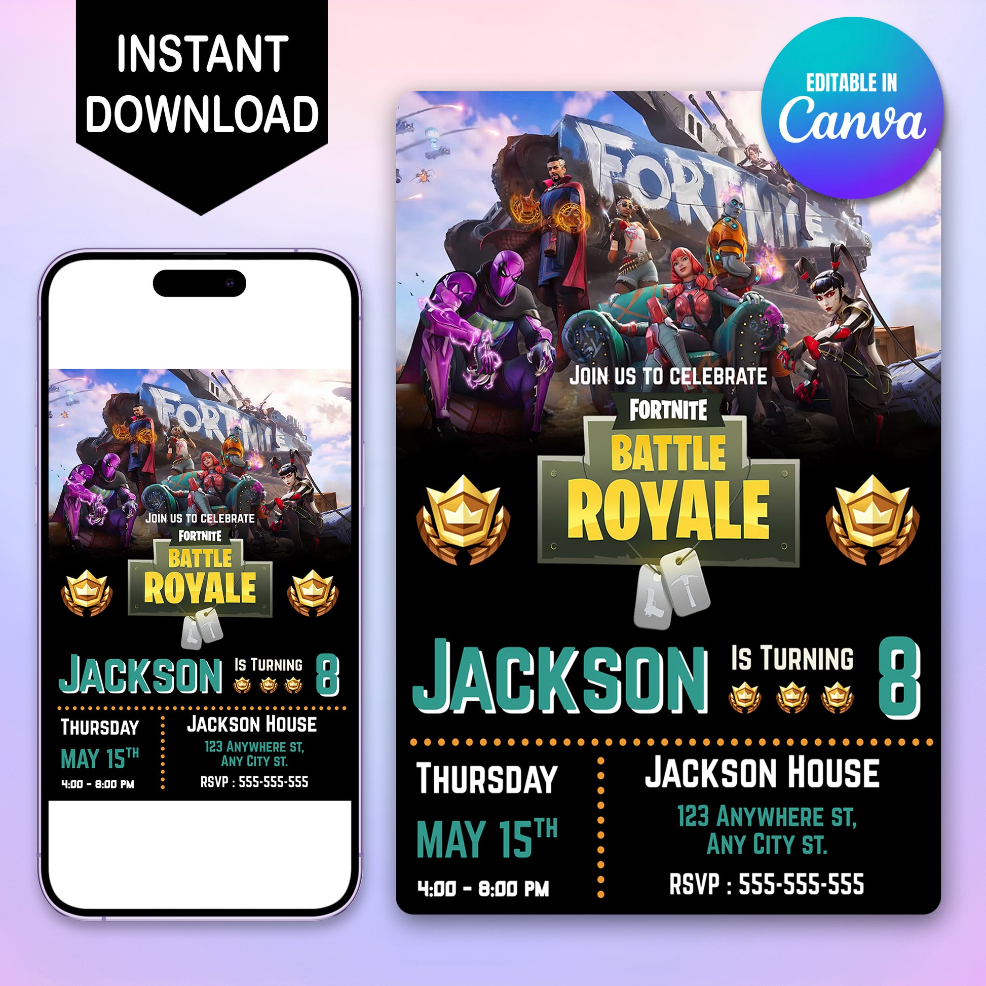 Fortnite Chapter 3 Season 2 Resistance Birthday Invitation - CreativeRino