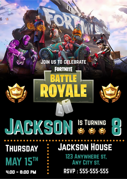 Fortnite Chapter 3 Season 2 Resistance Birthday Invitation - CreativeRino