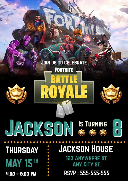 Fortnite Chapter 3 Season 2 Resistance Birthday Invitation - CreativeRino
