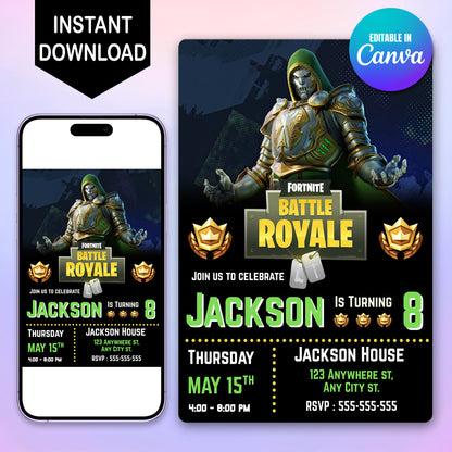 Doctor Doomsday Fortnite Birthday Invitation - CreativeRino