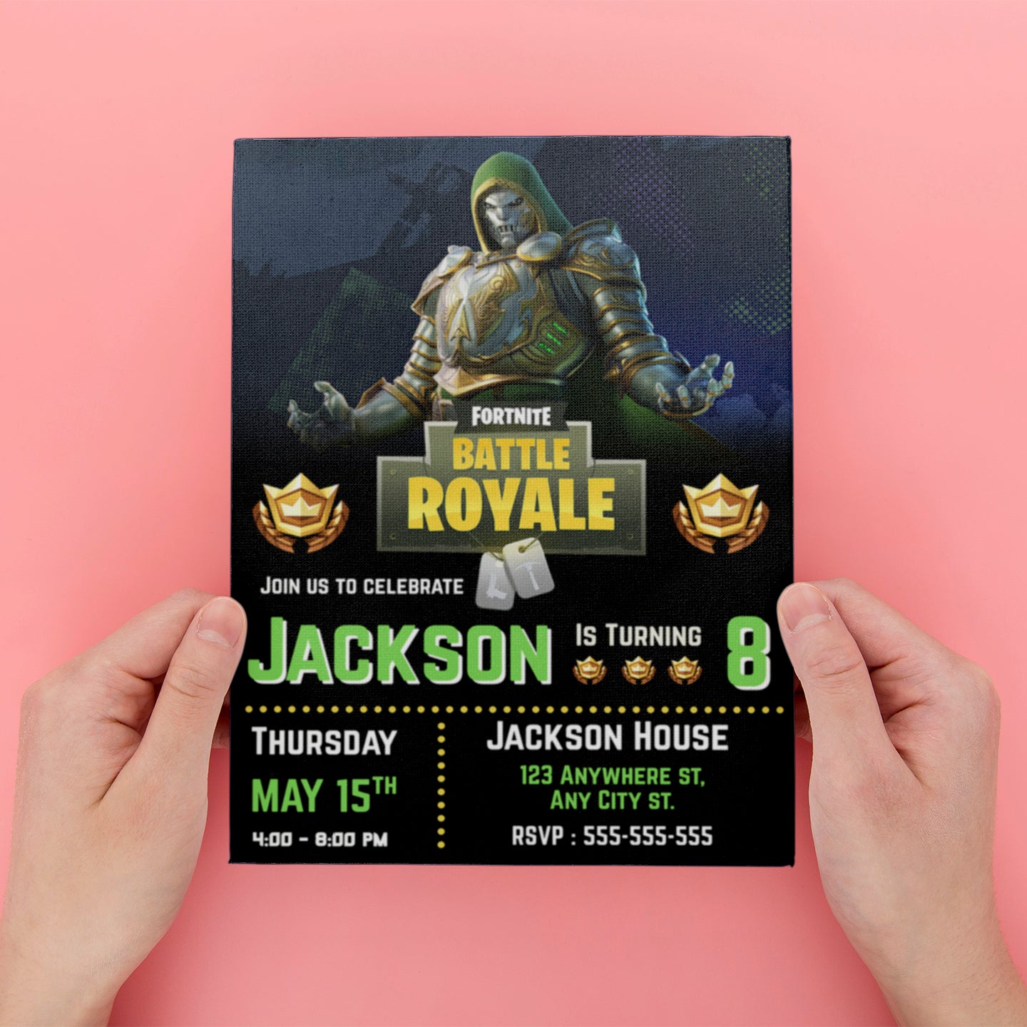 Doctor Doomsday Fortnite Birthday Invitation - CreativeRino